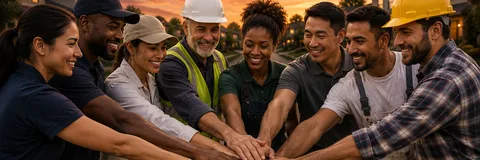 Real estate vendor professionals working together